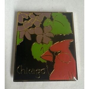 Vintage 1999 Chicago Cardinal Bird Metal Fridge Magnet  Square 1 3/4"